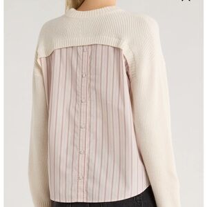 NWT DEREK LAM 10 CROSBY ecru lilac multi wool blend blouse sweater top